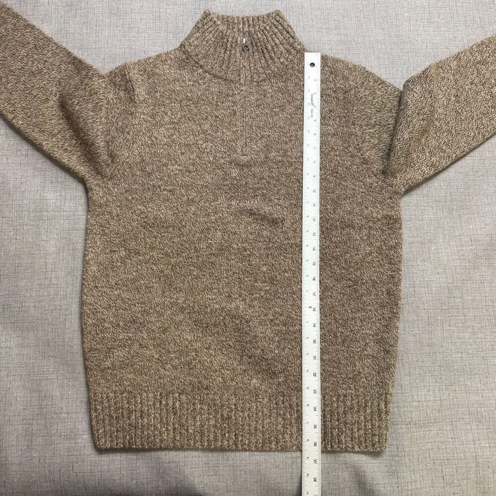 J Crew Rugged Merino Sweater Men's S Brown Wool Blend 1/4 Zip Mock Neck - Picture 5 of 11